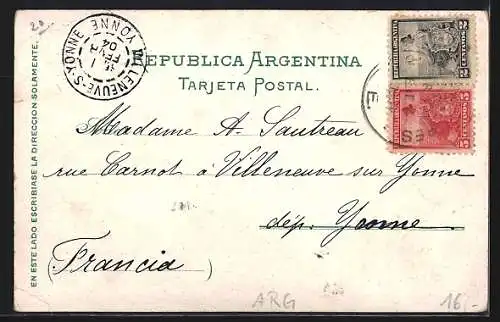 Lithographie Buenos Aires, Casa Rosada-Gobierno, Paseo de Julio-Jardines