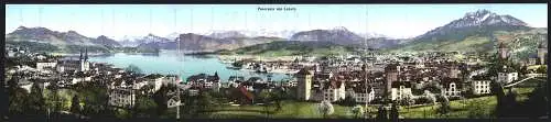 Klapp-AK Luzern, Panorama mit Wallenstöcke und Pilatus