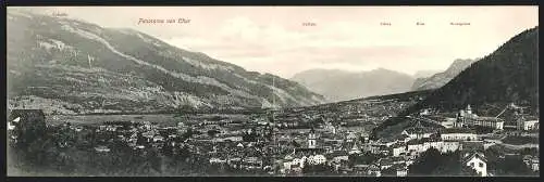 Klapp-AK Chur, Totalansicht mit Calanda, Falknis, Villau, Klus und Scesaplana