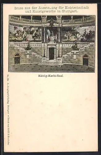 Künstler-AK Stuttgart, Ausstellung für Elektrotechnik und Kunstgewerbe, König-Karls-Saal