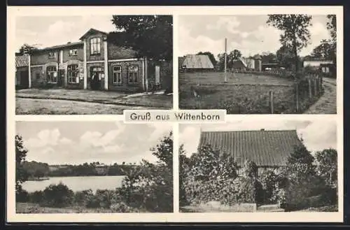AK Wittenborn, Seeblick, Gasthaus, Ortsansicht