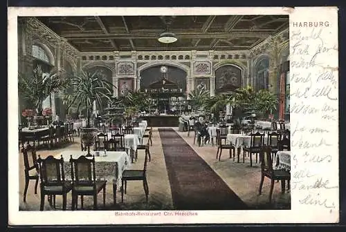 AK Harburg, Bahnhofsrestaurant Chr. Heeschen, Innenansicht