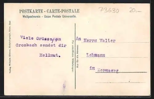AK Grunbach / Remstal, Gasthof zum Hirsch von A. Wachter, Gesamtansicht