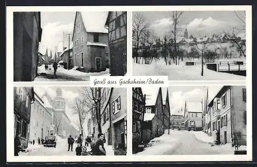 AK Gochsheim / Baden, Teilansicht, Strassenpartien mit Gebäudeansichten