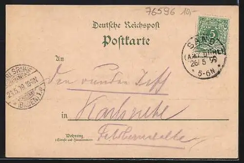 Lithographie Herrenwies, Schwarzenbachfall und Kurhaus