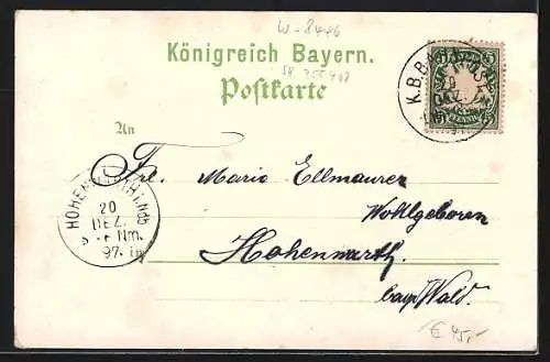 Lithographie Mitterfels, Marktplatz, Der hohe Stein, Eisenbahnbrücke
