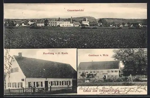 AK Ottmarshausen / Augsburg, Gasthaus v. Welz, Handlung v. O. Konle, Ortsansicht