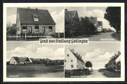 AK Siedlung Gablingen, Kolonialwaren- u. Milchgeschäft Michael Kapfer, Bahnhofstrasse