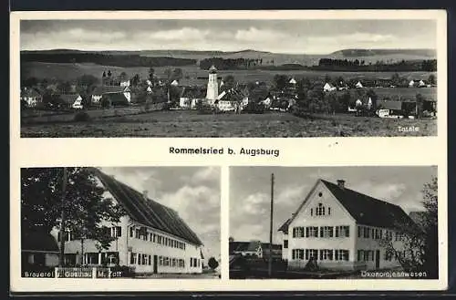 AK Rommelsried b. Augsburg, Brauerei u. Gasthaus M. Zott, Ökonomieanwesen, Ortsansicht
