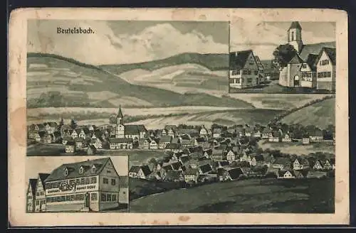 AK Beutelsbach / Remstal, Gasthof z. Löwen v. Rudolf Rode, Ortsansicht
