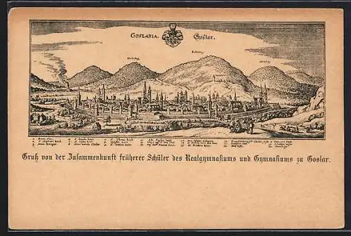 AK Goslar, Ortsansicht aus der Vogelschau