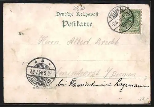 Lithographie Segeberg, Hotel Germania, Klühes Wintergarten, Kurhotel