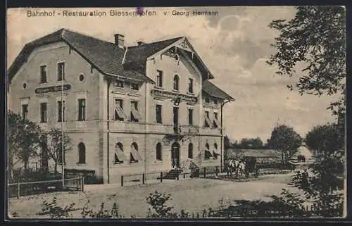 AK Biessenhofen, Bahnhof-Restauration v. Georg Hermann