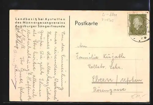 AK Aystetten, Landbesitz des Männergesangsvereins Augsburger Sängerfreunde