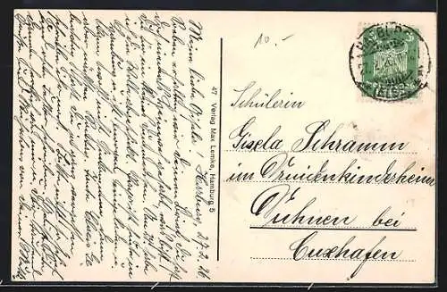 AK Harburg, Wollwaren-Geschäft Fritz Reuter, Lindenstrasse