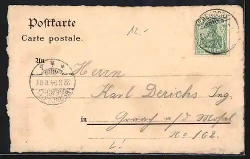 Lithographie Ichendorf / Köln, Gasthof, Inh. Ww. Bayer, Urkunde