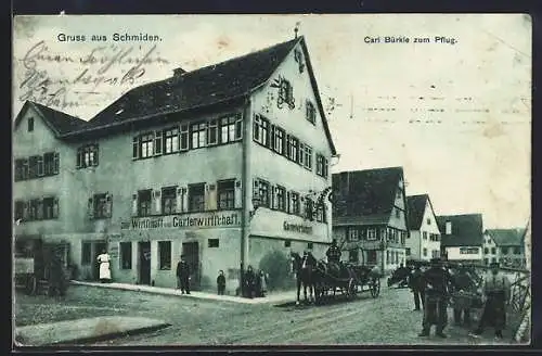 AK Schmiden, Wirtschaft zum Pflug v. Carl Bürkle