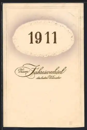 AK Neujahrsgruss, Goldene Jahreszahl 1911 im Kranz