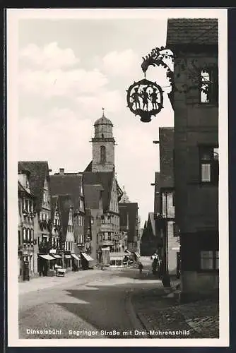 AK Dinkelsbühl, Segringer Strasse m. Drei-Mohrenschild, Geschäfte