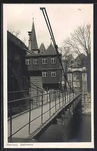 AK Nürnberg, Brücke Kettensteg mit Fluss