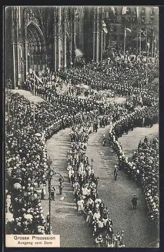 AK Köln, XX. Intern. Eucharistischer Congress 1909, Grosse Prozession am Dom