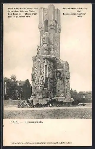 AK Köln-Marienburg, Bismarcksäule, Eingeweiht am 21. Juni 1903