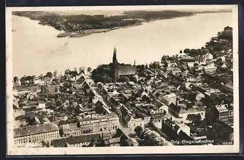 AK Neuruppin, Teilansicht mit Wasserblick, Fliegeraufnahme