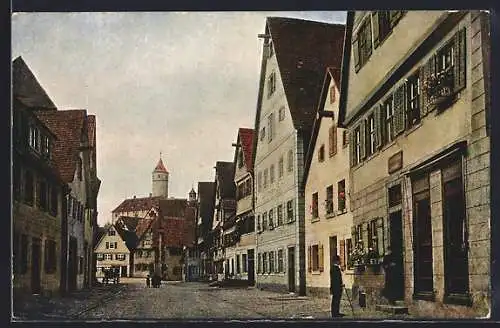 AK Dinkelsbühl, Untere Schmiedgasse mit Blick auf Kloster, Strassenpartie
