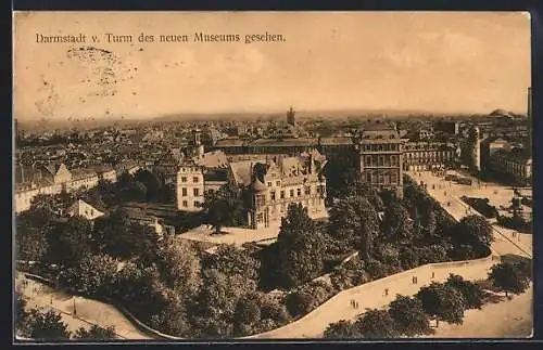 AK Darmstadt, Ortsansicht vom Turm des neuen Museums gesehen