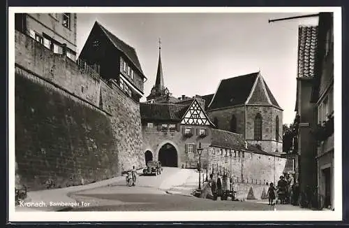 AK Kronach, Bamberger Tor mit Strassenpartie
