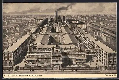 AK Hamburg-Wandsbek, Reichardt-Kakao-Werk, Fabrik von oben gesehen