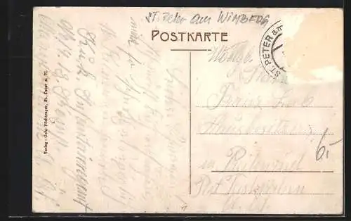 AK St. Peter a. W., Totalansicht mit Feldern aus der Vogelschau