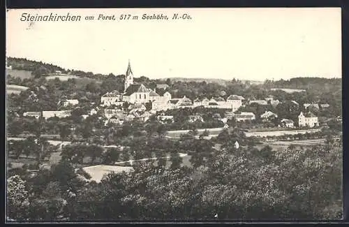 AK Steinakirchen am Forst, Totalansicht mit Umgebung aus der Vogelschau