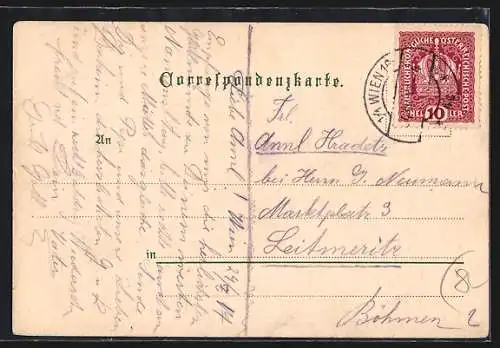 Künstler-AK E. Ameseden: Wien IV, Elisabethbrücke mit Karlskirche
