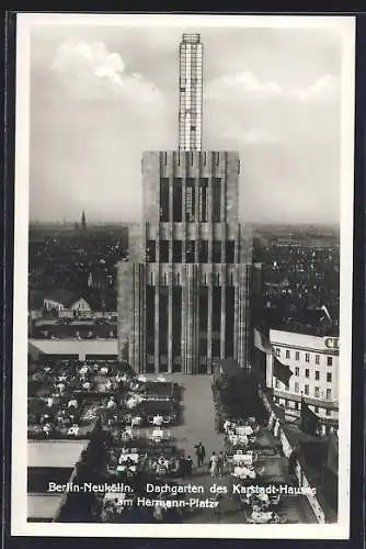 AK Berlin-Neukölln, Dachgarten des Karstadt-Hauses am Hermann-Platz