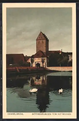 AK Dinkelsbühl, Rothenburger Tor mit Weiher