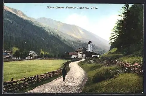 AK Brenner /Tirol, Strassenpartie vor der Ortschaft