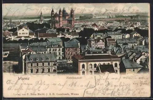 AK Worms, Totalansicht mit Blick zum Schloss