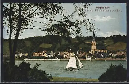 AK Pfaffendorf / Koblenz, Ortsansicht aus den Rheinanlagen