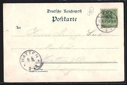 Lithographie Bad Ems, Panoramaansicht, Kaiser Wilhelm-Denkmal, Malbergbahn