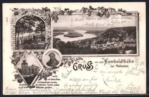 AK Vallendar, Gasthaus auf der Humboldthöhe, Garten, Alexander von Humboldt