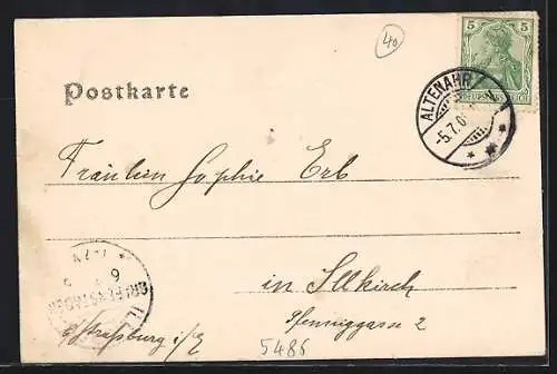 AK Altenahr, Gesamtansicht mit Bahnhof und schwarzem Kreuz