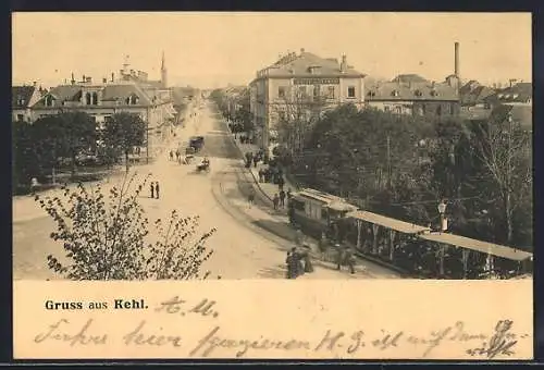 AK Kehl am Rhein, Strassenpartie, Strassenbahn