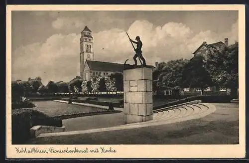 AK Kehl a. Rh., Pionierdenkmal mit Kirche