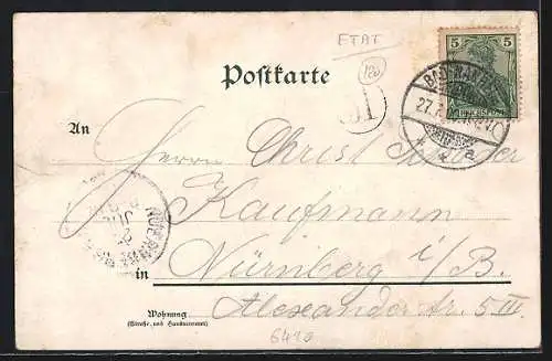 Lithographie Lauterbach / Hessen, Weinendes Kind mit roter Socke, Marktplatz, Ortsansicht