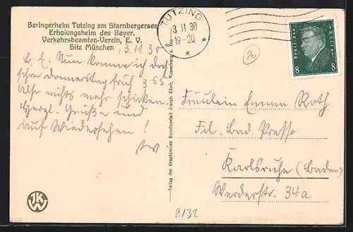 AK Tutzing am Starnberger See, Beringerheim des Bayer. Verkehrsbeamten-Vereins