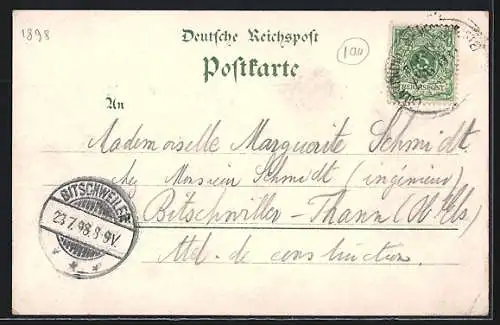 Lithographie Ehrenbreitstein, Kaiserin-Augusta-Denkmal, Castorkirche, Denkmal Kaiser Wilhelm I., Festung