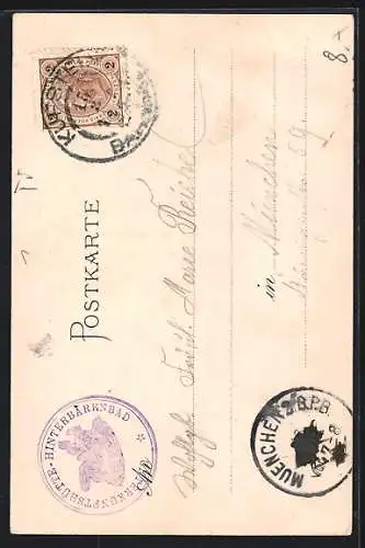 Lithographie Hinterbärenbad, Kleine Kapelle und Wirtschaft