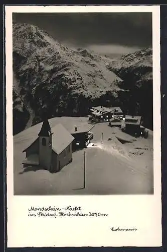 AK Hochsölden, Ortsansicht zur Mondscheinnacht
