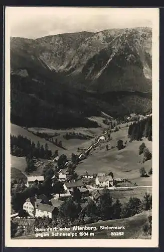 AK Altenberg /Steiermark, Ortsansicht gegen Schneealpe aus der Vogelschau